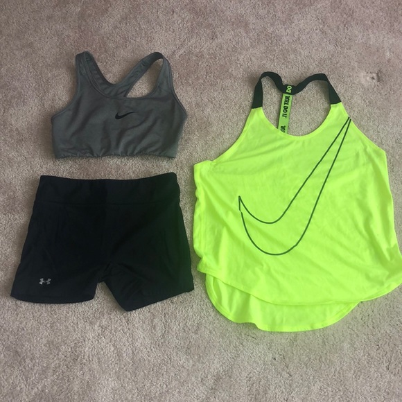 Nike Tops - Sports bra  workout shirt and short